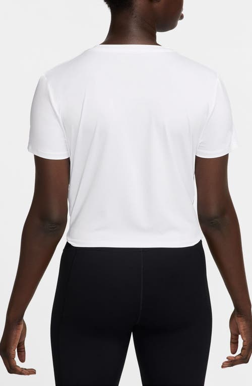 Nike One Classic Dri-fit Twist Front Top In White/black