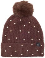 Nanette Lepore Star Embellished Faux Fur Pom Beanie