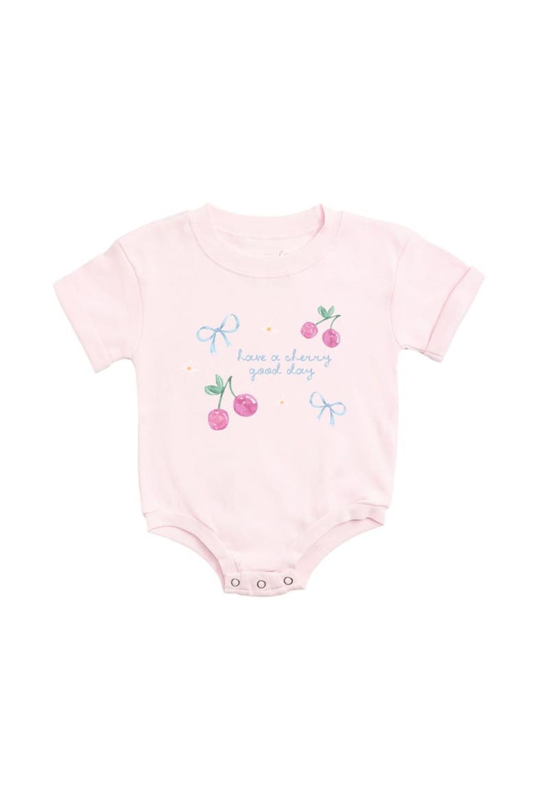 Cherry Good Day Short Sleeve Romper, Main, color, Ballet Pink