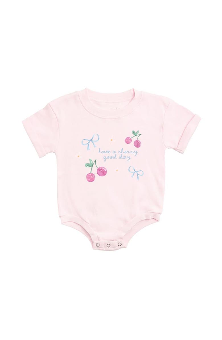 Sweet Wink Cherry Good Day Short Sleeve Romper, Main, color, Ballet Pink