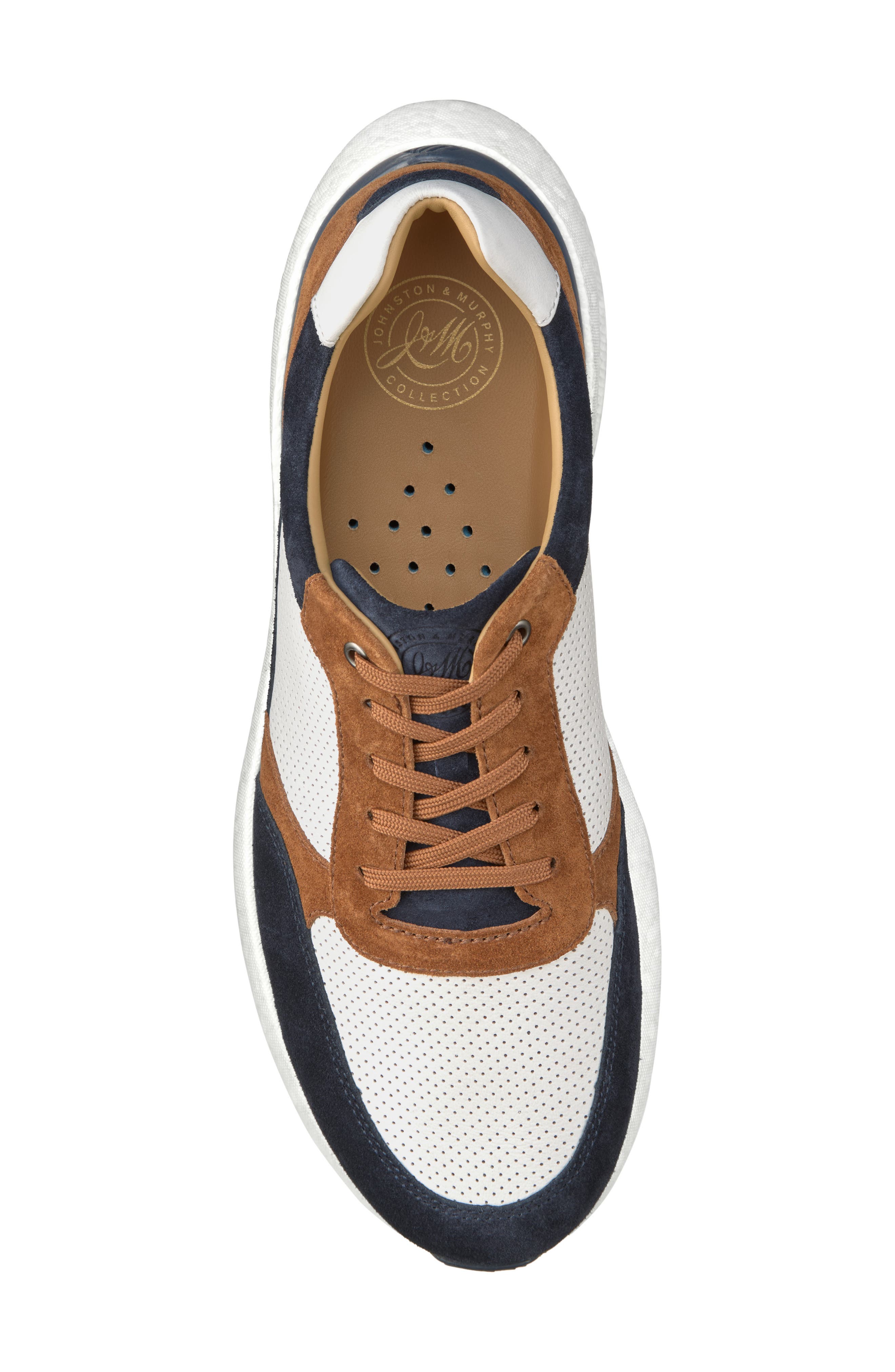 Johnston & Murphy Briley Perforated Sneaker, Alternate, color, Navy Multi Suede/Full Grain