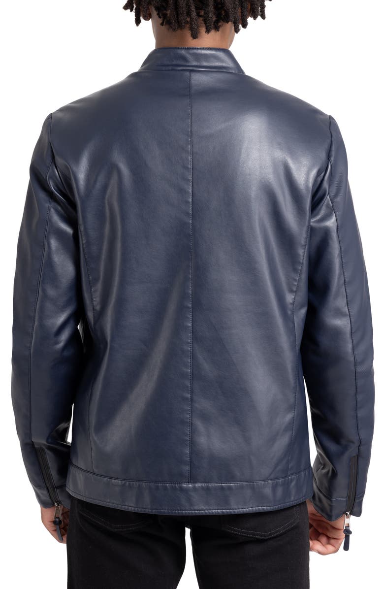XRAY Faux Leather Racing Jacket, Alternate, color, Navy