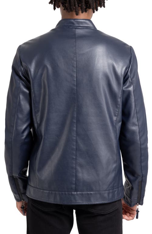 X-ray Xray Faux Leather Racing Jacket In Navy