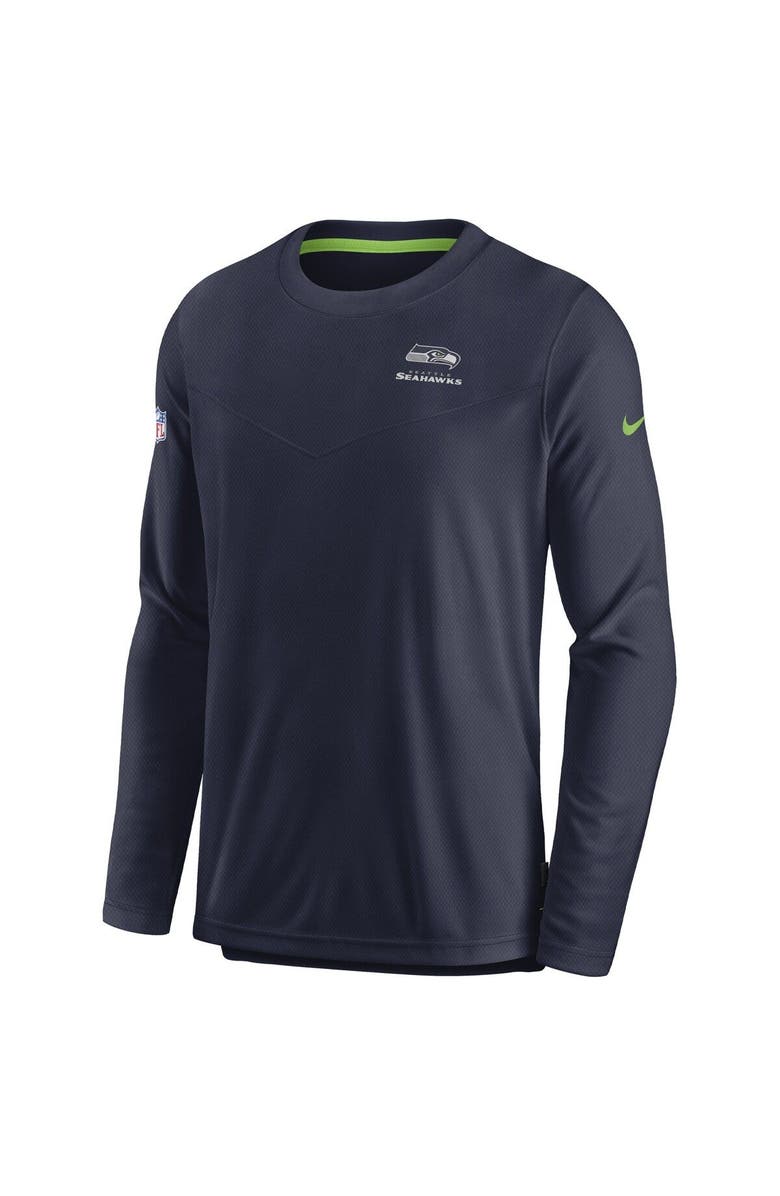 Nike Men's Nike College Navy Seattle Seahawks Sideline Lockup Performance Long Sleeve T-Shirt, Alternate, color, Navy