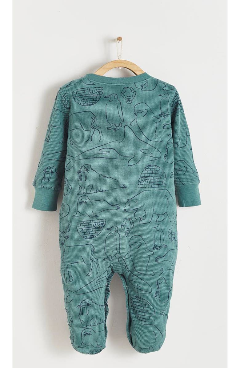 Babycottons Premium Cotton Camou Waffle Footie Pajamas For Infant, Alternate, color, Green