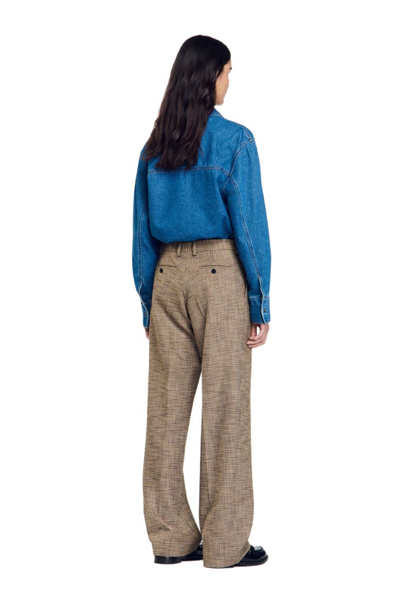 Micro houndstooth trousers, Alternate, color, Brown