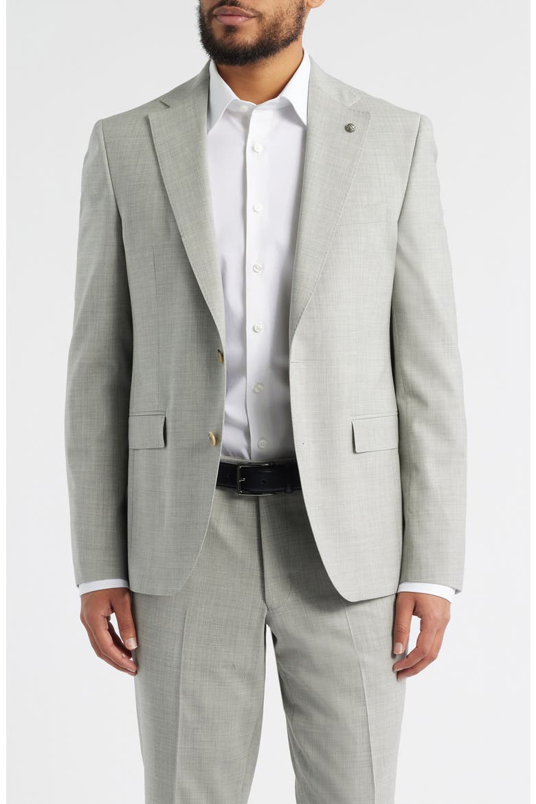 Esprit Contemporary Fit Light Grey Mélange Stretch Wool Suit, Alternate, color, LIGHT GREY