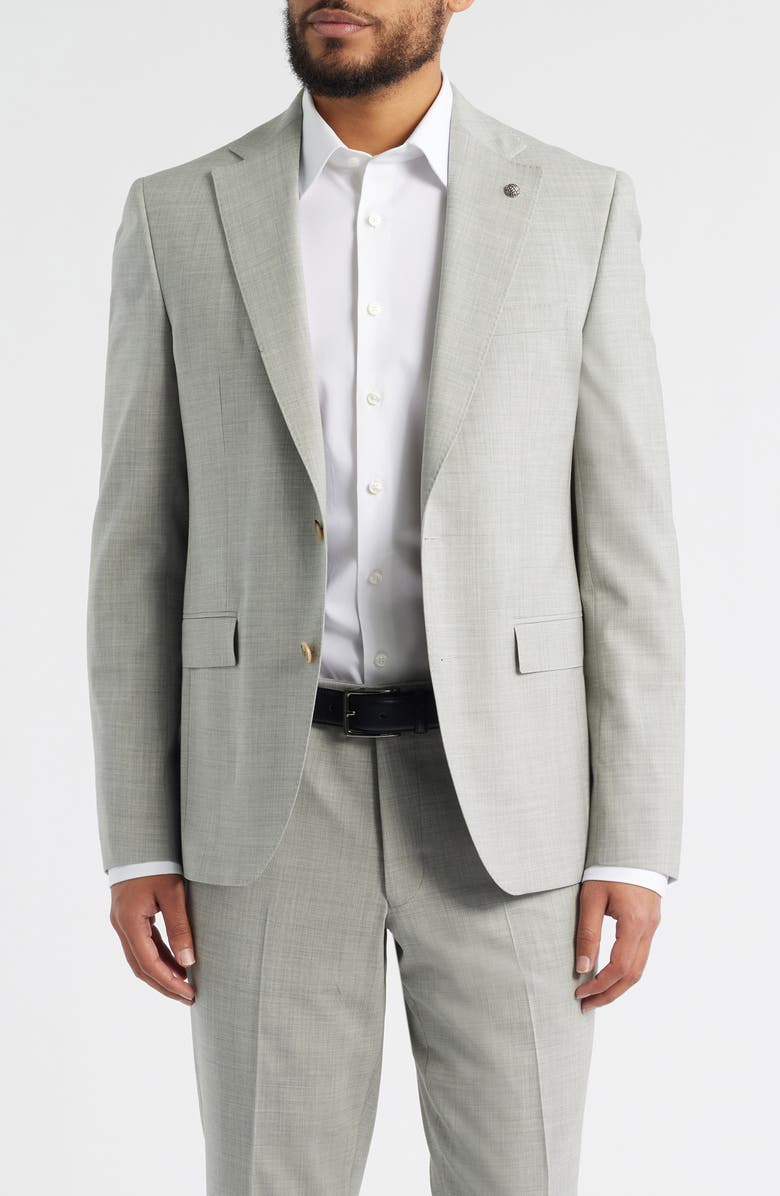 Jack Victor Esprit Contemporary Fit Light Grey Mélange Stretch Wool Suit, Alternate, color, Light Grey