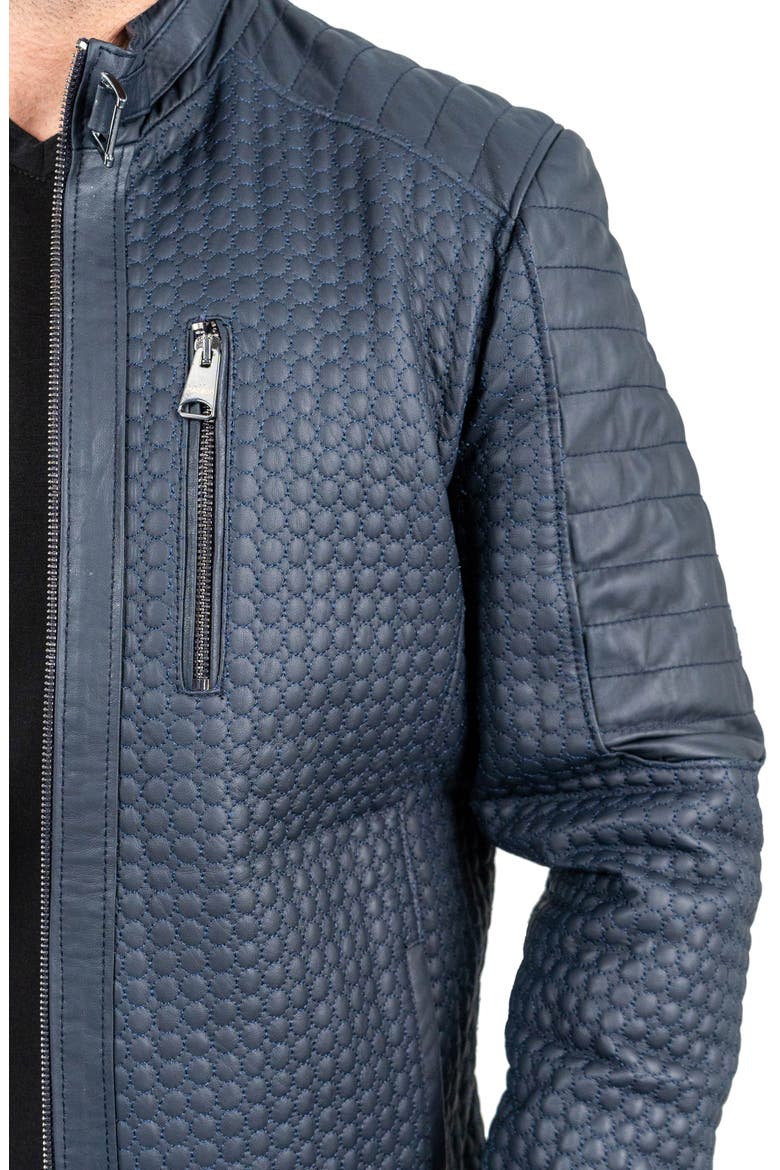 Textured Leather Jacket, Alternate, color, BLUE