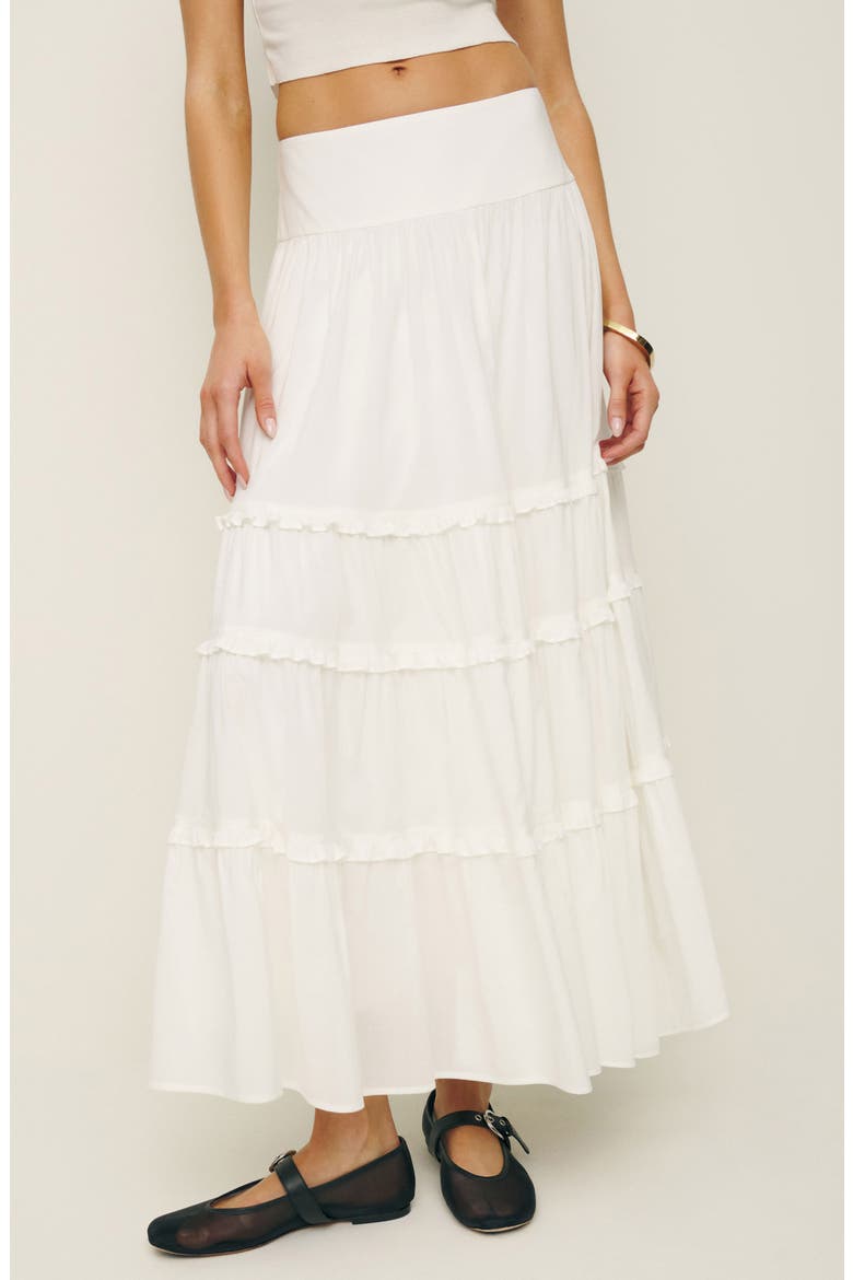 Evelina Tiered Maxi Skirt, Main, color, WHITE