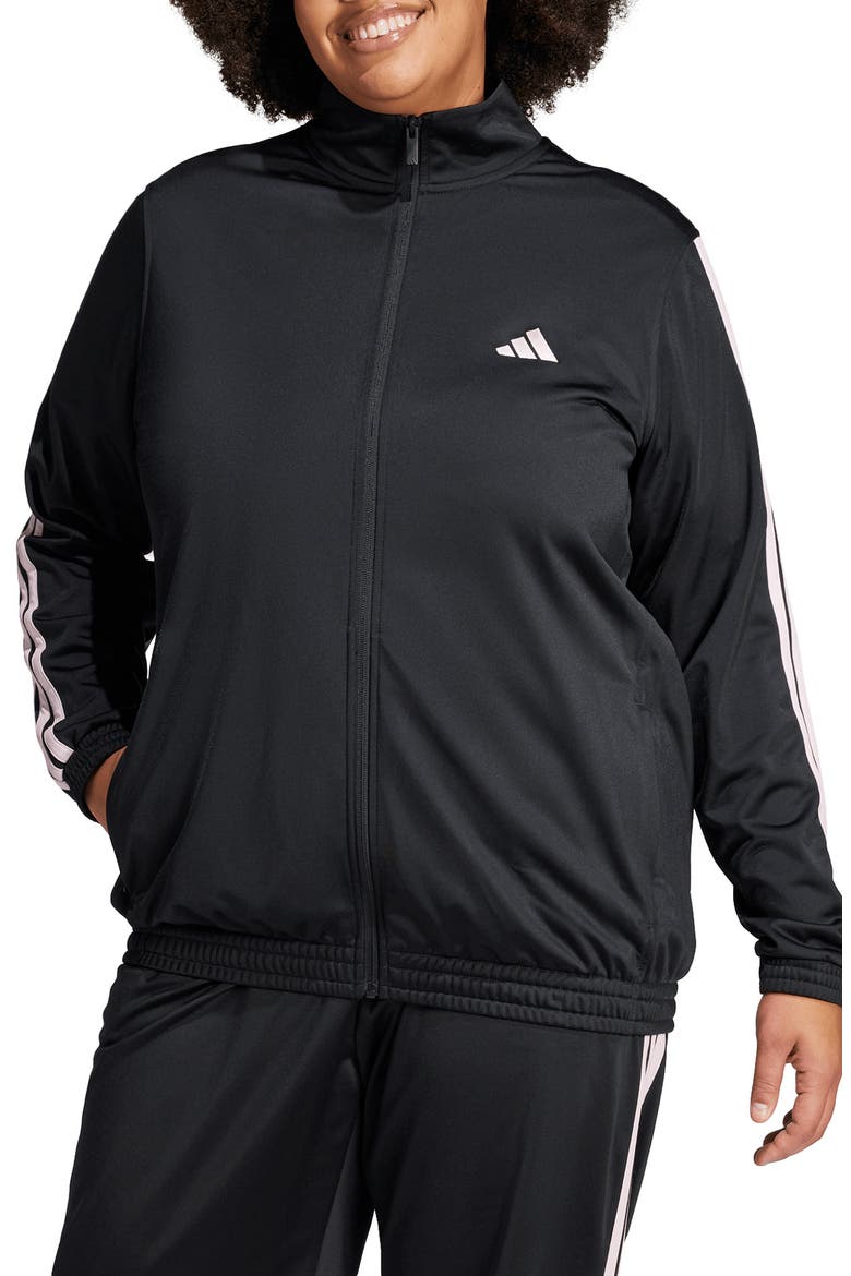 Essentials 3-Stripes Track Jacket, Main, color, BLACK/ CLEAR PINK