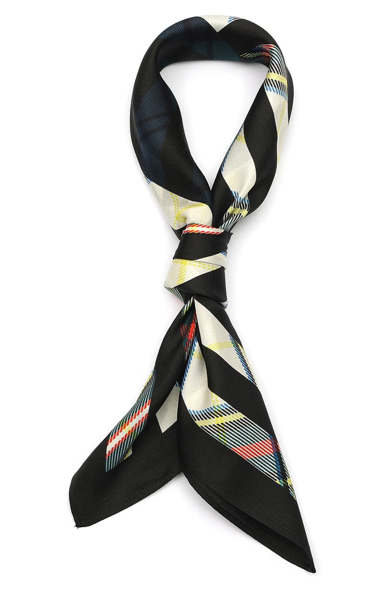 Kurt Geiger London Mixed Plaid Square Silk Scarf, Alternate, color, 