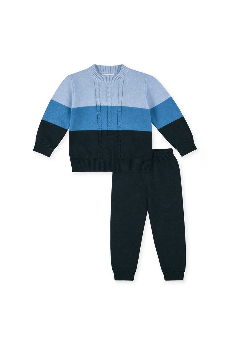 Sweater Knit Pant Set, Main, color, Blue, Navy & White