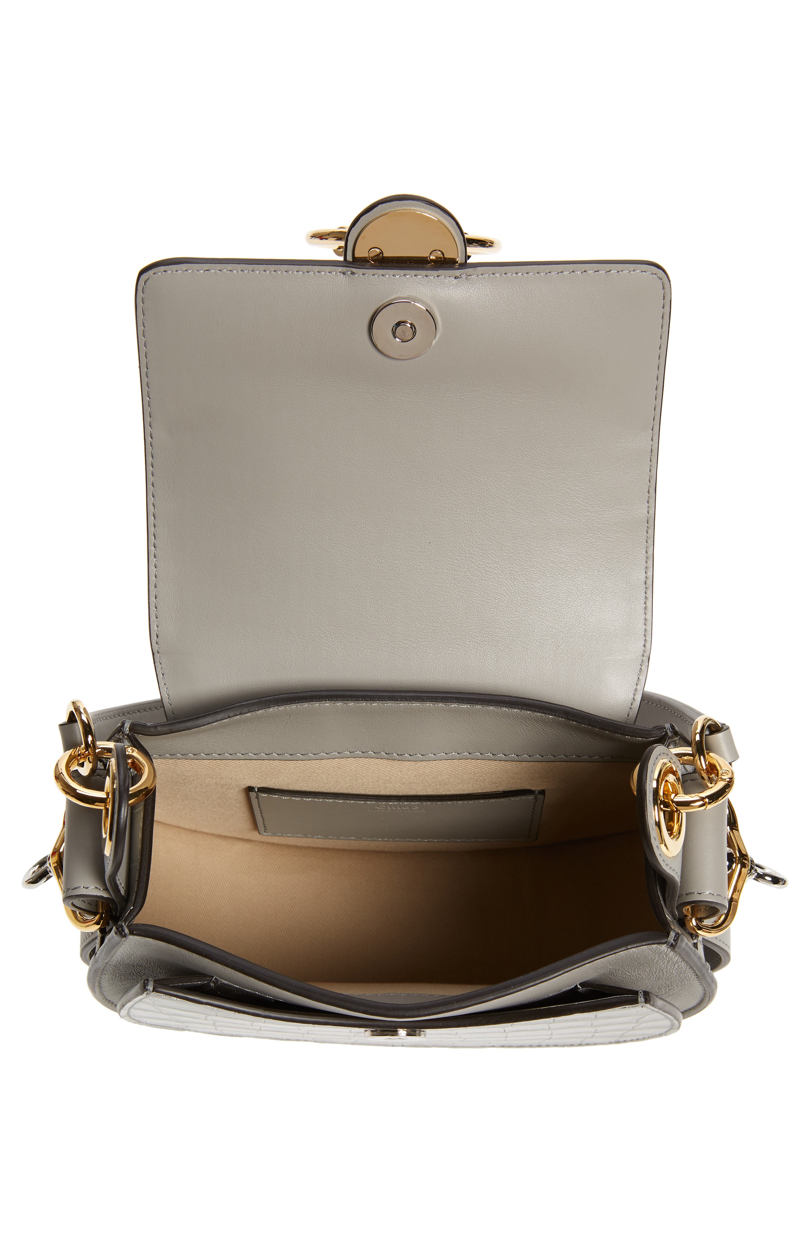 Chloé Small Tess Croc Embossed Leather Shoulder Bag, Alternate, color, 