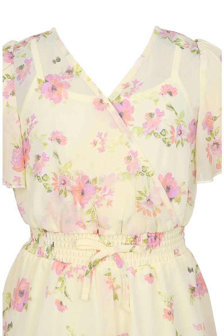 Kids' Flutter Sleeve Chiffon Romper, Alternate, color, YELLOW