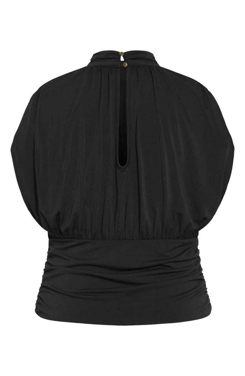City Chic Kamryn Mock Neck Cap Sleeve Top, Alternate, color, Black