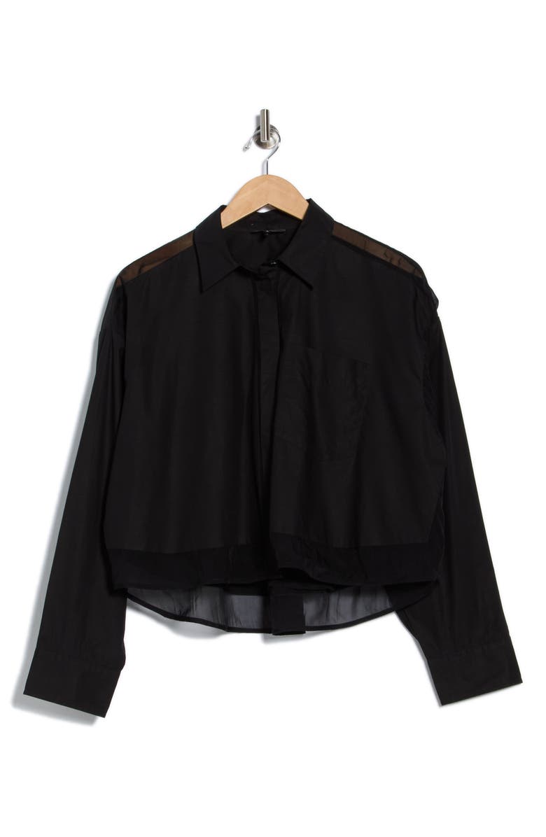 rag 
bone Beatrice Mixed Media Crop Button-Up Shirt, Alternate, color, 