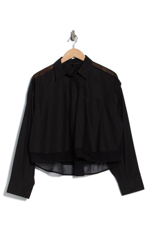 Rag & Bone Beatrice Mixed Media Crop Button-up Shirt In Black