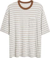 VISVIM Mondo Border Stripe Pocket Wool & Cotton T-Shirt