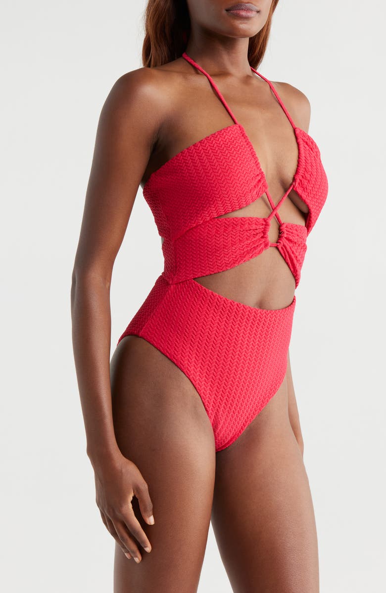 BOAMAR Neff Jacquard One-Piece Swimsuit, Alternate, color, Red Cherry