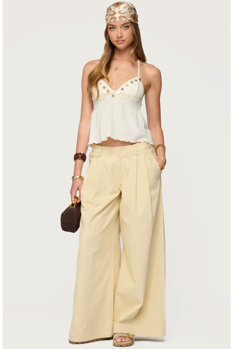 Iridescent Detail Babydoll Halter Top, Alternate, color, CREAM
