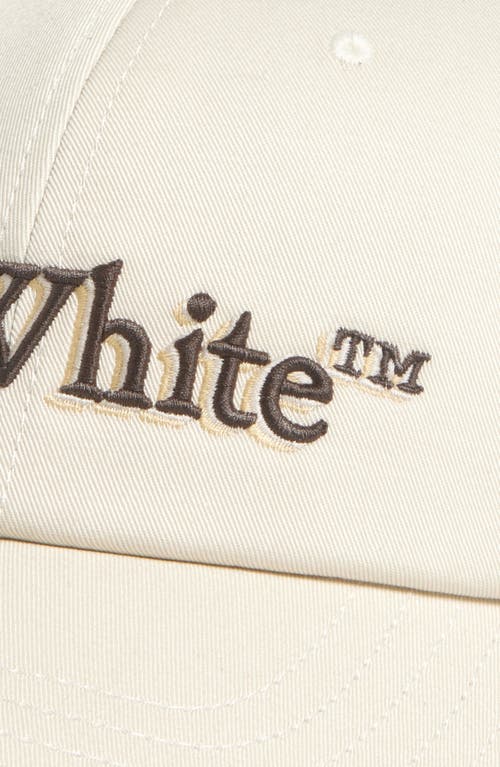 Off-white Shadow Bookish Embroidered Logo Cotton Baseball Cap In Ivory - Chocolate