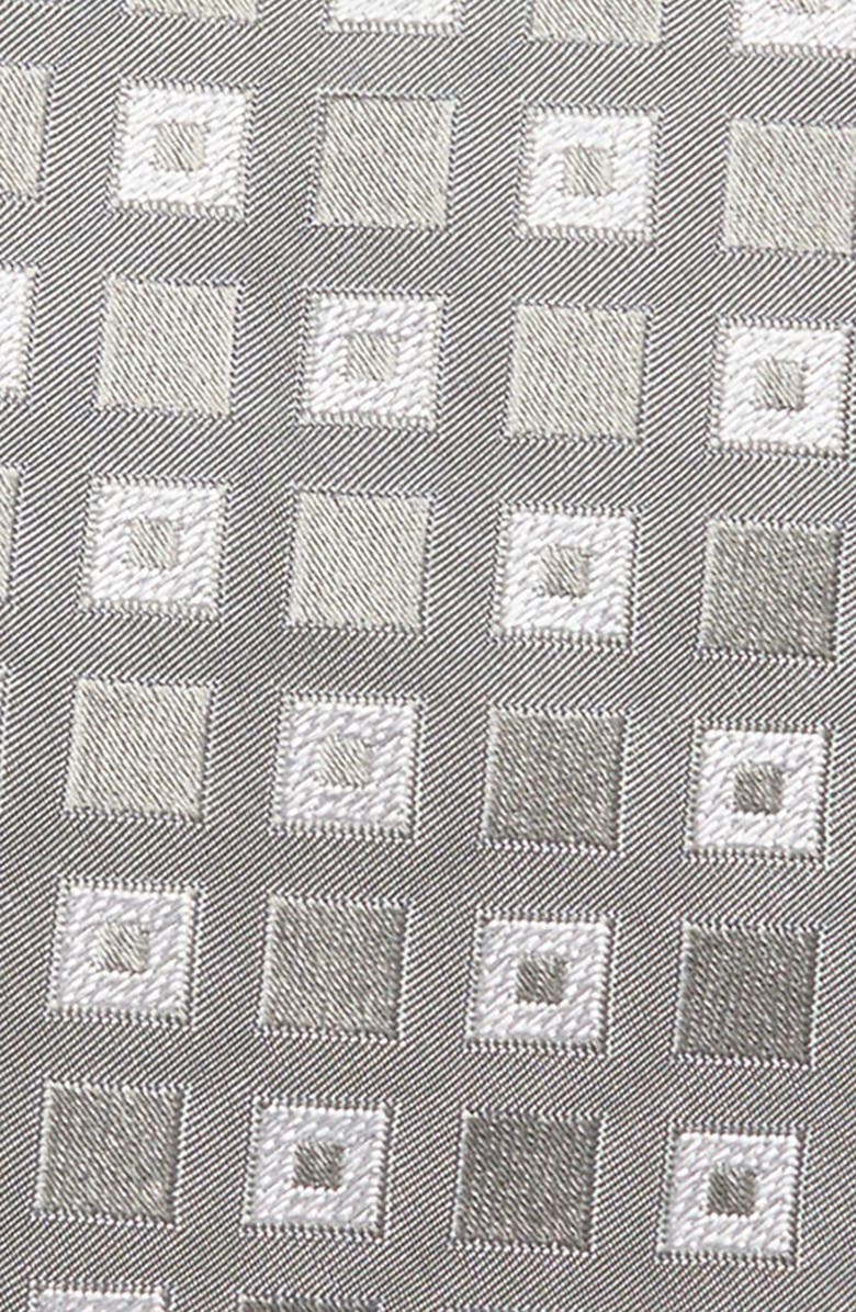 BOSS Geometric Silk Tie, Alternate, color, Open Grey