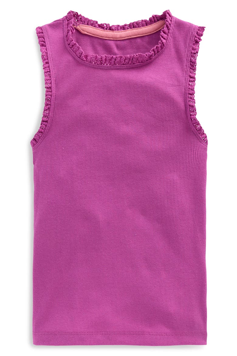Ribbed Lace Trim Tank, Main, color, PURPLE