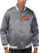 STARTER Men's Starter Heather Charcoal Cleveland Browns Locker Room Satin Varsity Full-Snap Jacket