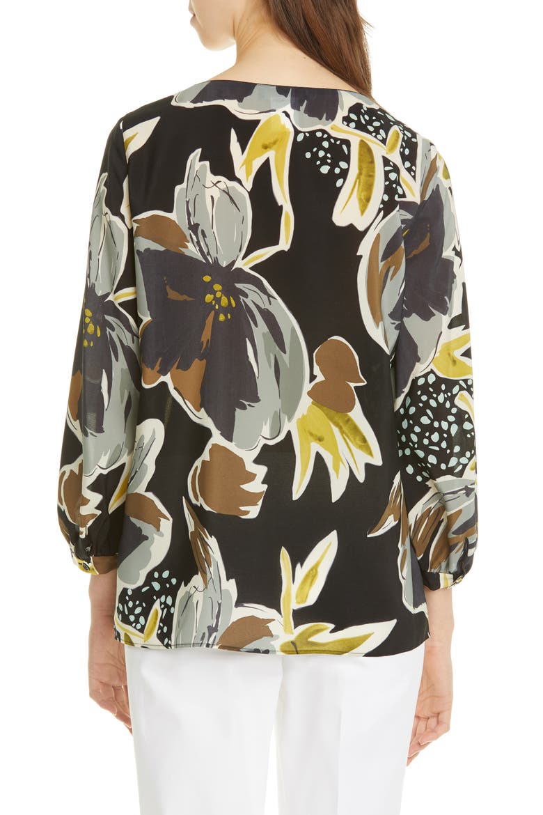 Arnette Floral Silk Blouse, Alternate, color, BLACK MULTI