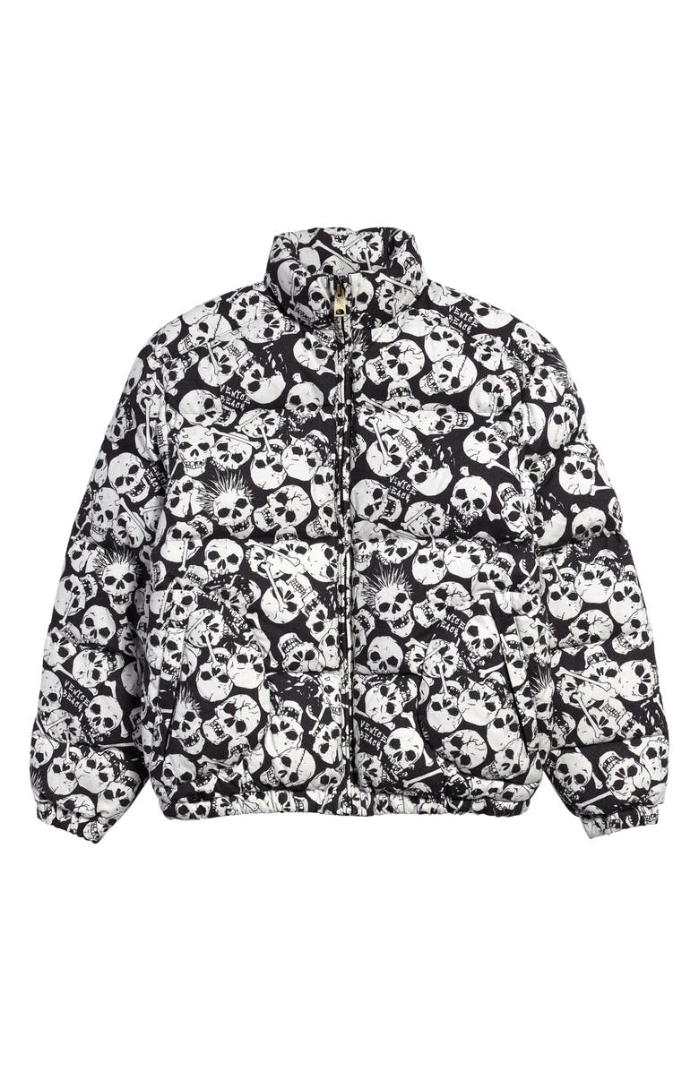 ERL Gender Inclusive Skull Print Puffer Jacket, Alternate, color, 