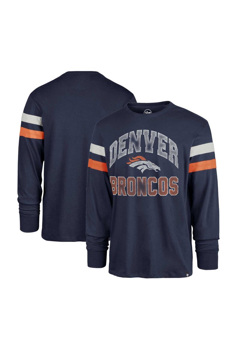 Men's '47 Navy Denver Broncos Irving Long Sleeve T-Shirt, Main, color, Navy