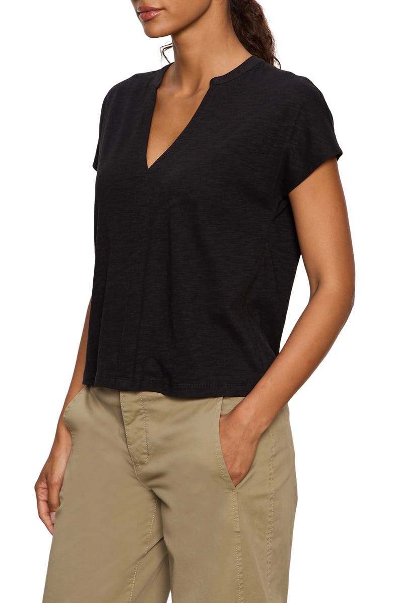 Sanctuary Organic Cotton Blend Split Neck T-Shirt, Alternate, color, Black