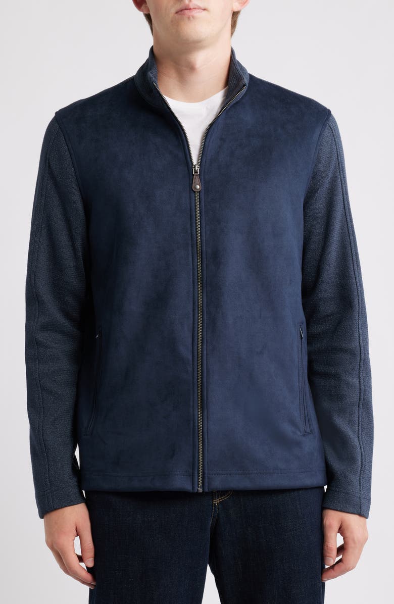 Johnston & Murphy Sueded Mixed Media Jacket, Alternate, color, Navy