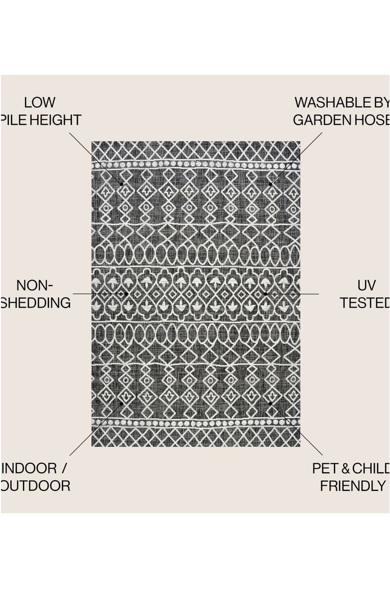 JONATHAN Y Kafel  Bohemian Indoor/Outdoor Area Rug, Alternate, color, Black/Ivory