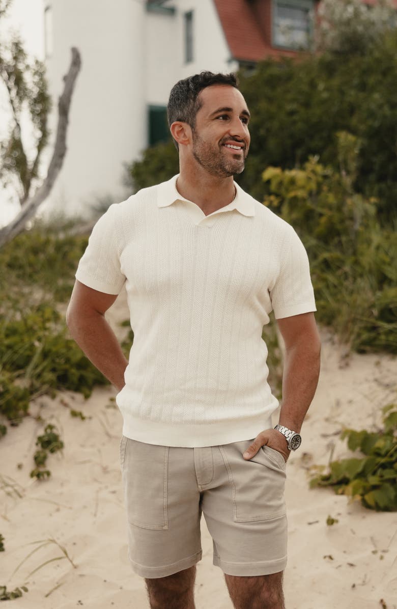 The Normal Brand Robles Textured Knit Polo, Alternate, color, Ivory