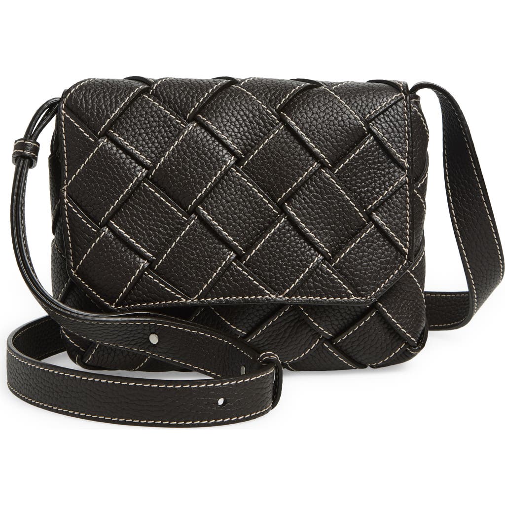 Bottega Veneta Topstitched Intreccciato Leather Messenger Bag