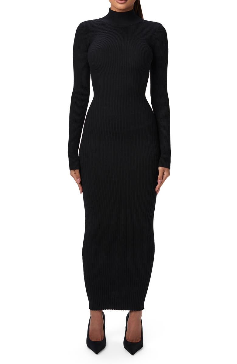 Naked Wardrobe Back Corset Rib Long Sleeve Sweater Dress | Nordstromrack