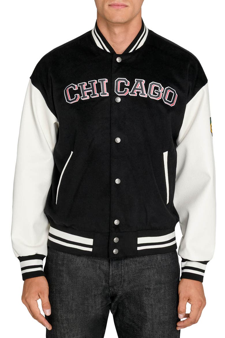 Chicago Blackhawks Bomber Jacket, Main, color, BLACK
