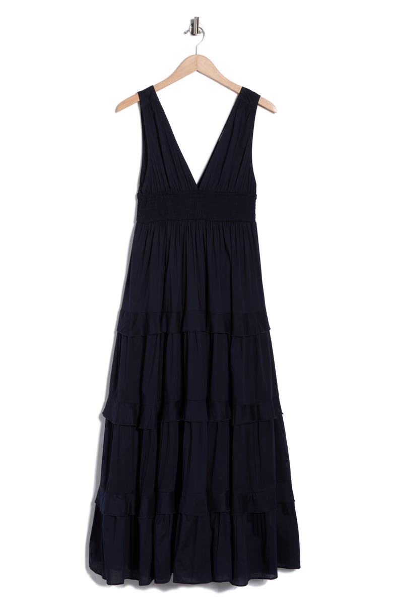 Chelsea28 Sleeveless Tiered Cotton Maxi Dress, Alternate, color, Navy Night