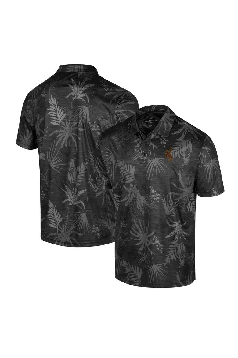 Men's Colosseum Black Wyoming Cowboys Palms Team Polo, Main, color, Black