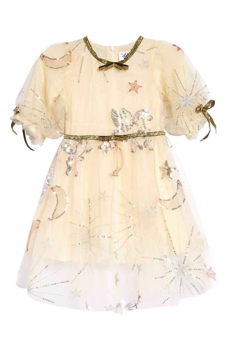 Lola + The Boys Kids' Golden Star Sequin Party Dress, Main, color, 