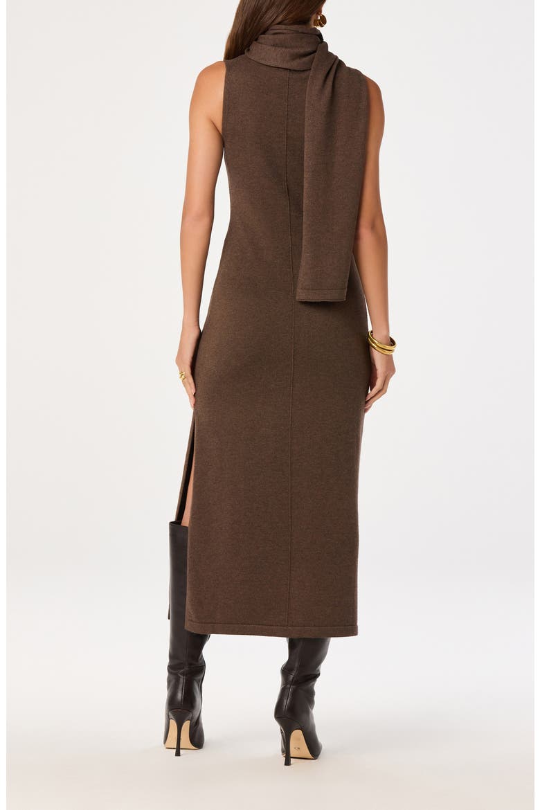 Shyanne Sleeveless Scarf Detail Midi Sweater Dress, Alternate, color, BROWN