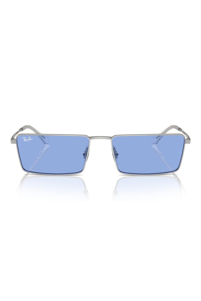 Emy 56mm Rectangular Sunglasses, Main, color, SILVER