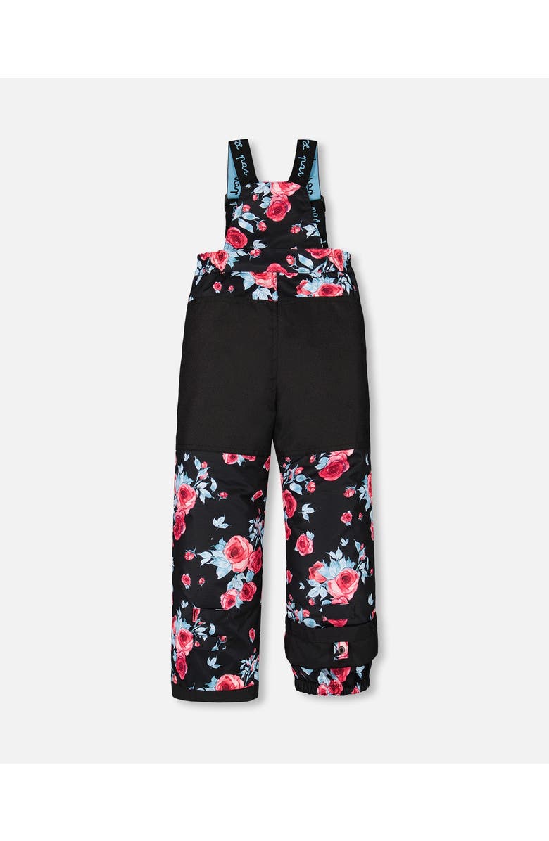 Deux par Deux Girl's Two Piece Snowsuit Black Printed Roses, Alternate, color, 
