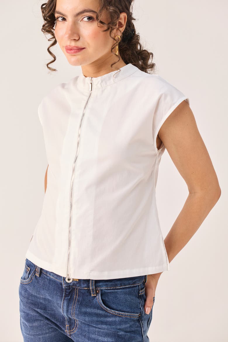 Zip Front Top, Alternate, color, White