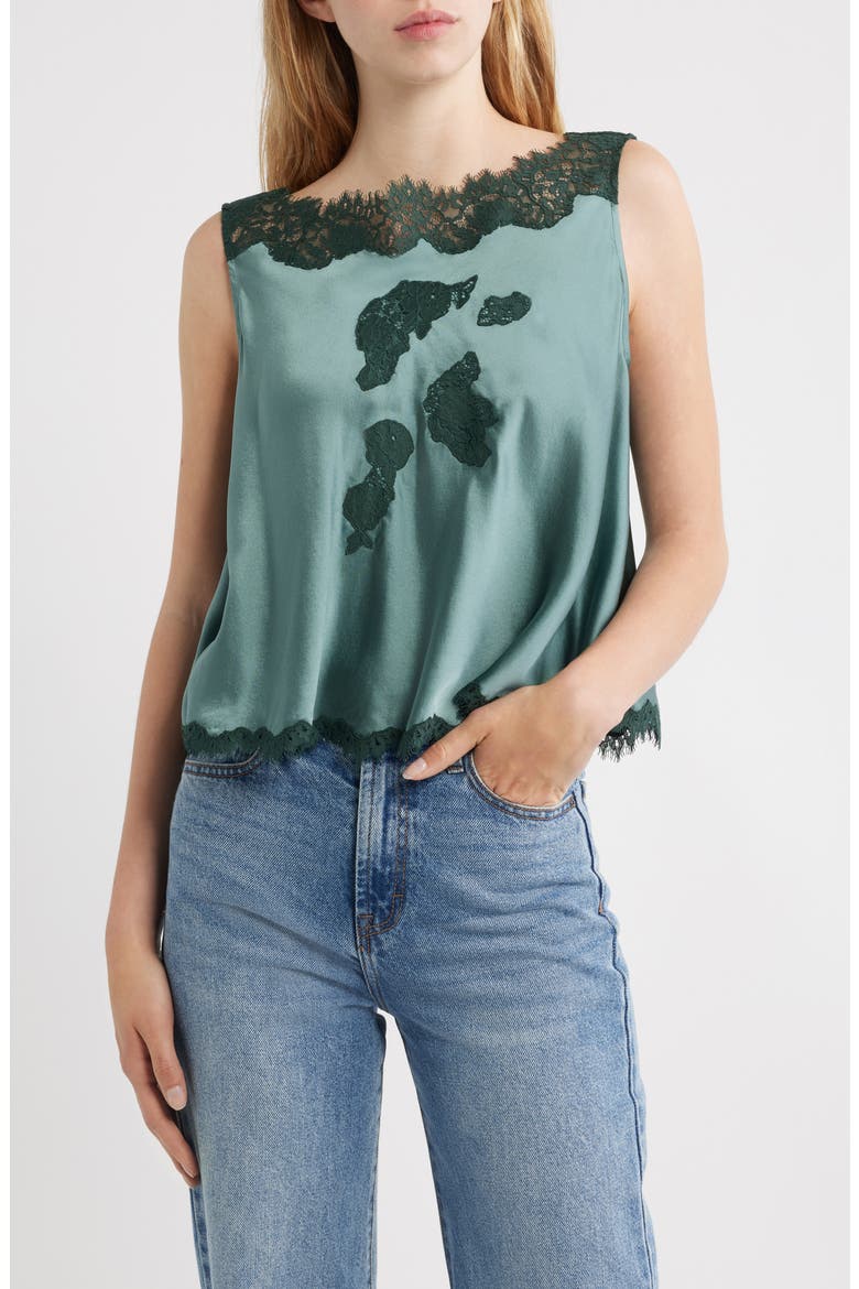 Valerina Silk Lace Top, Main, color, DULAC GREEN
