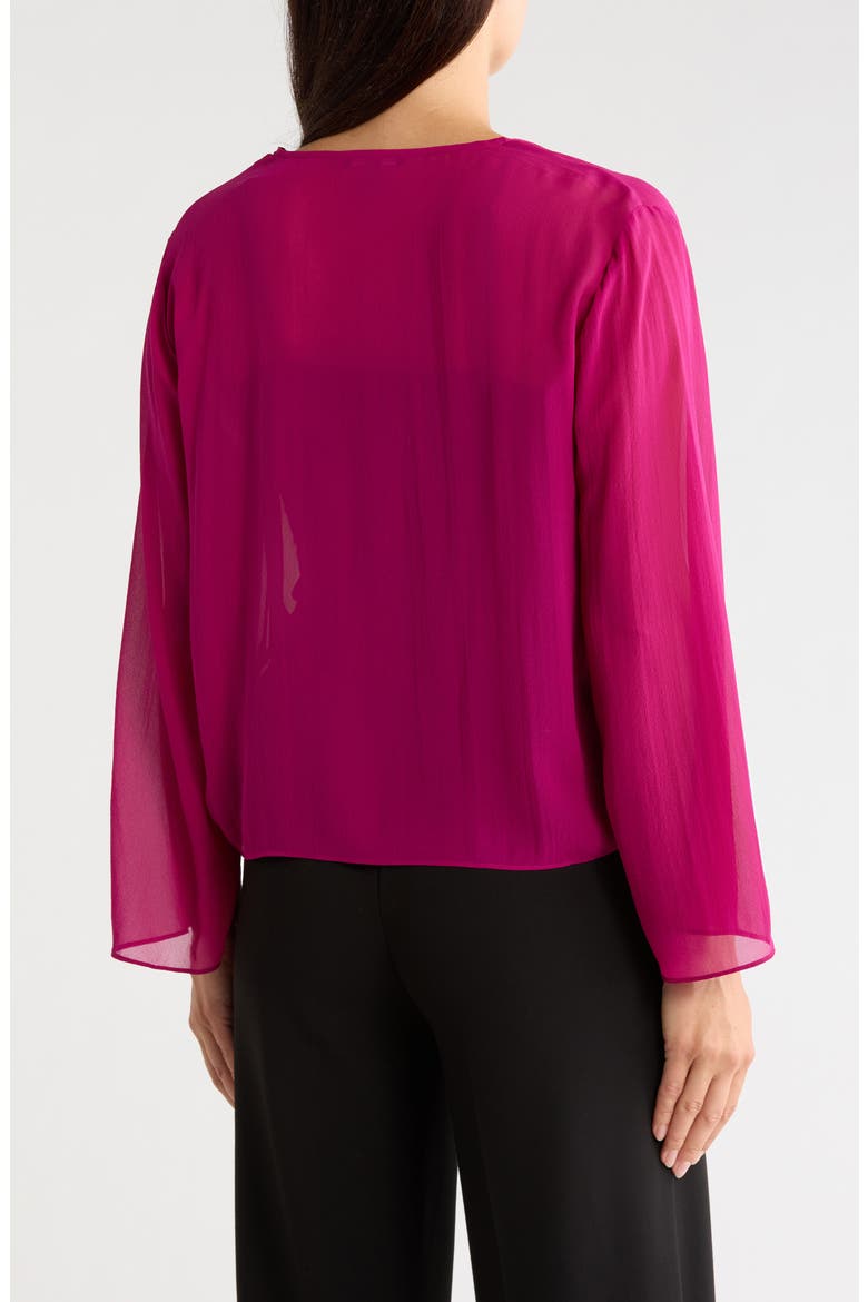 Tie Front Silk Jacket, Alternate, color, SANGRIA