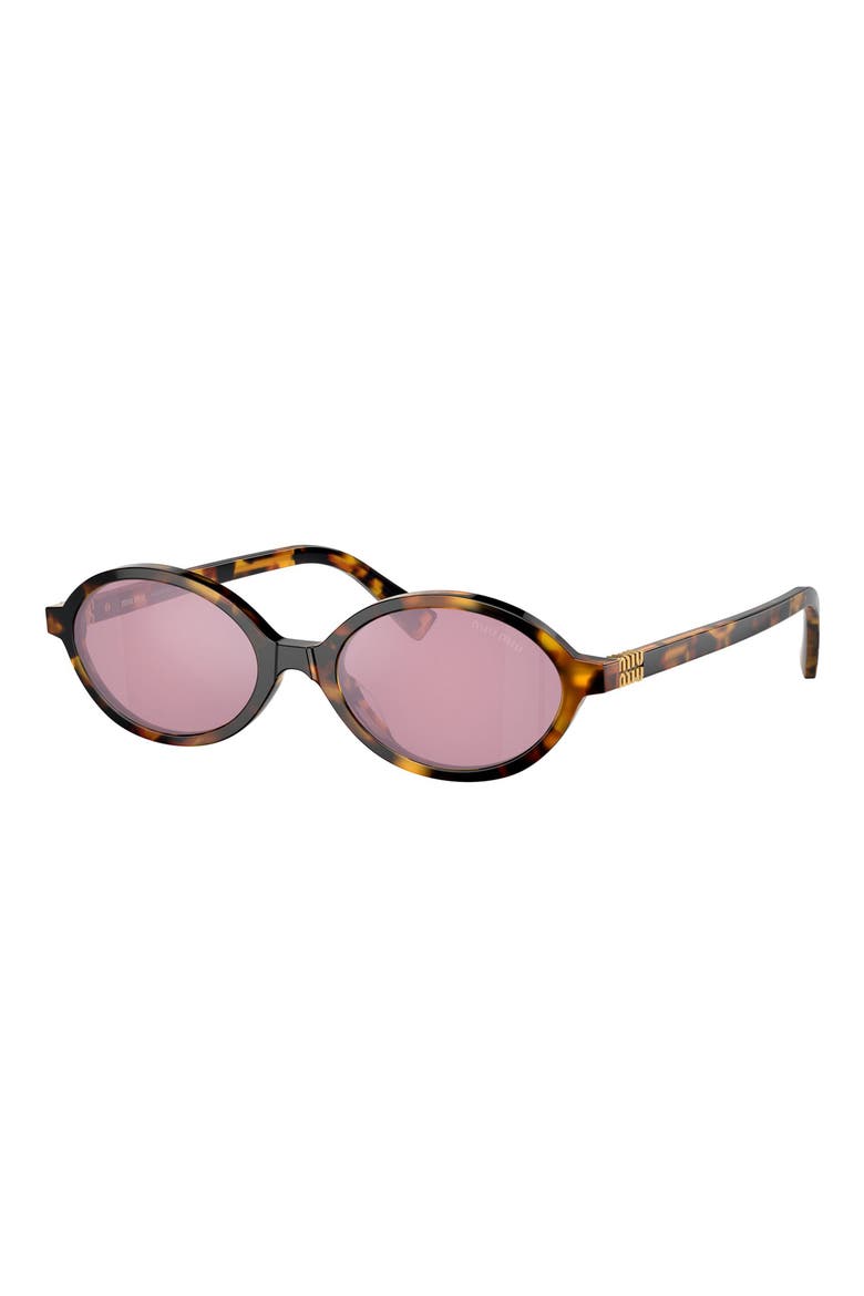 50mm Oval Sunglasses, Alternate, color, HONEY HAVANA / DARK PINK MIRROR SILVER INT