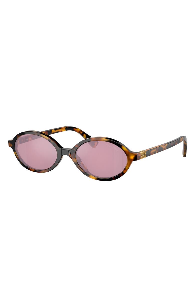 Miu Miu 50mm Oval Sunglasses, Alternate, color, Honey Havana / Dark Pink Mirro